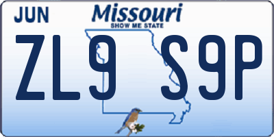 MO license plate ZL9S9P