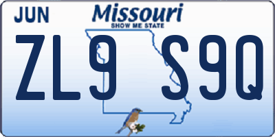 MO license plate ZL9S9Q