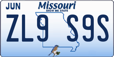 MO license plate ZL9S9S