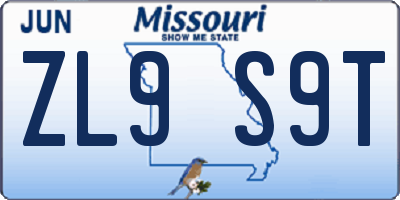 MO license plate ZL9S9T