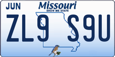 MO license plate ZL9S9U