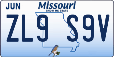 MO license plate ZL9S9V