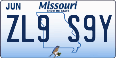 MO license plate ZL9S9Y