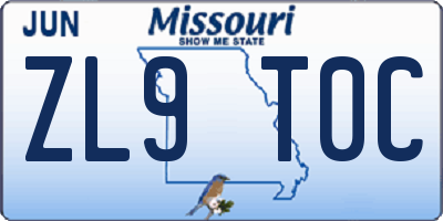 MO license plate ZL9T0C