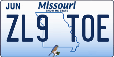 MO license plate ZL9T0E