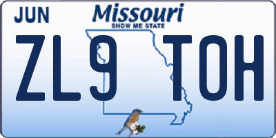 MO license plate ZL9T0H