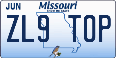 MO license plate ZL9T0P