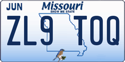 MO license plate ZL9T0Q