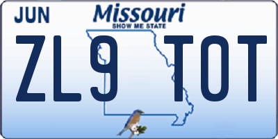 MO license plate ZL9T0T