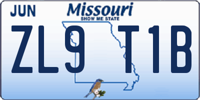 MO license plate ZL9T1B
