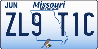 MO license plate ZL9T1C