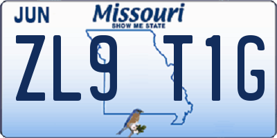 MO license plate ZL9T1G