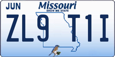 MO license plate ZL9T1I