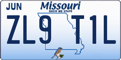 MO license plate ZL9T1L
