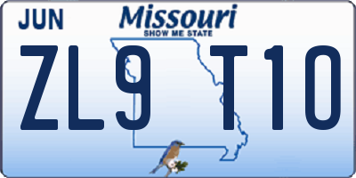 MO license plate ZL9T1O