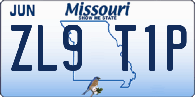 MO license plate ZL9T1P