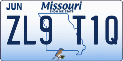 MO license plate ZL9T1Q