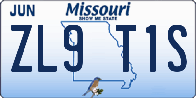 MO license plate ZL9T1S