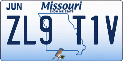 MO license plate ZL9T1V
