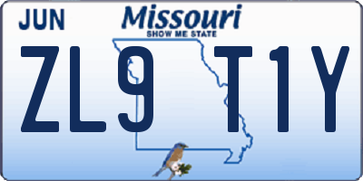 MO license plate ZL9T1Y