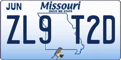 MO license plate ZL9T2D