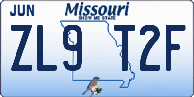 MO license plate ZL9T2F