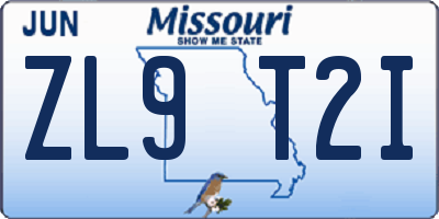 MO license plate ZL9T2I