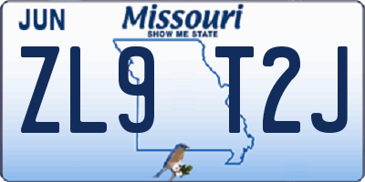 MO license plate ZL9T2J