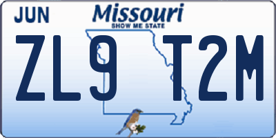 MO license plate ZL9T2M