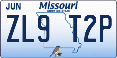 MO license plate ZL9T2P