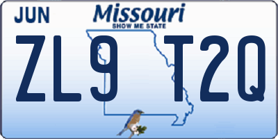 MO license plate ZL9T2Q