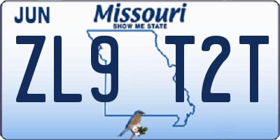 MO license plate ZL9T2T