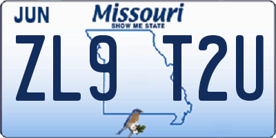 MO license plate ZL9T2U