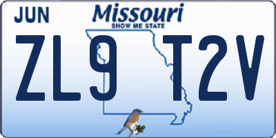 MO license plate ZL9T2V