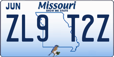 MO license plate ZL9T2Z