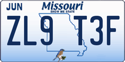 MO license plate ZL9T3F