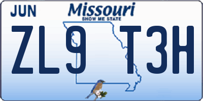MO license plate ZL9T3H