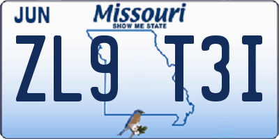 MO license plate ZL9T3I