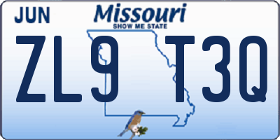 MO license plate ZL9T3Q