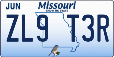 MO license plate ZL9T3R