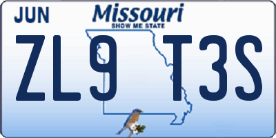 MO license plate ZL9T3S