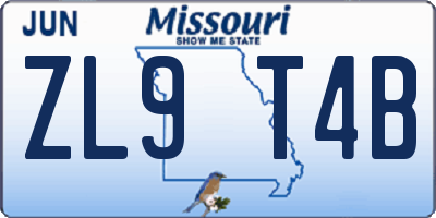 MO license plate ZL9T4B