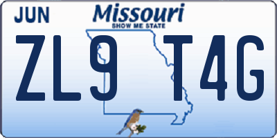 MO license plate ZL9T4G