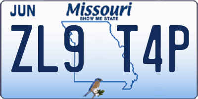 MO license plate ZL9T4P