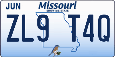MO license plate ZL9T4Q