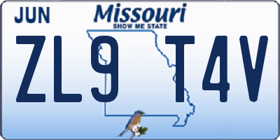 MO license plate ZL9T4V