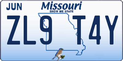 MO license plate ZL9T4Y