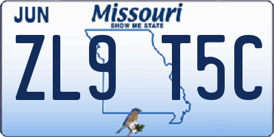 MO license plate ZL9T5C