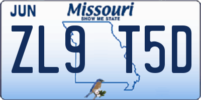 MO license plate ZL9T5D