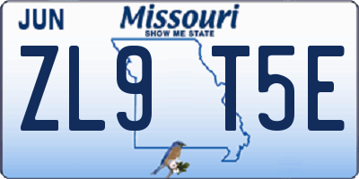 MO license plate ZL9T5E